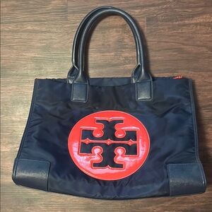 Tory Burch Navy and Red Tote Bag. EUC.